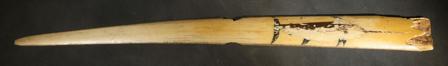 Antique Folk Art Decorated Swordfish Rostrum with Painted Swordfish, note poor condition