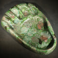 Lot 063 - Vintage Kodiak Bear Paw Ceramic Footprint Ashtray Signed Kodiak Alaska 1968 Green Turquoise Copper Variegated Glaze, 13-1/2" L x 9" W