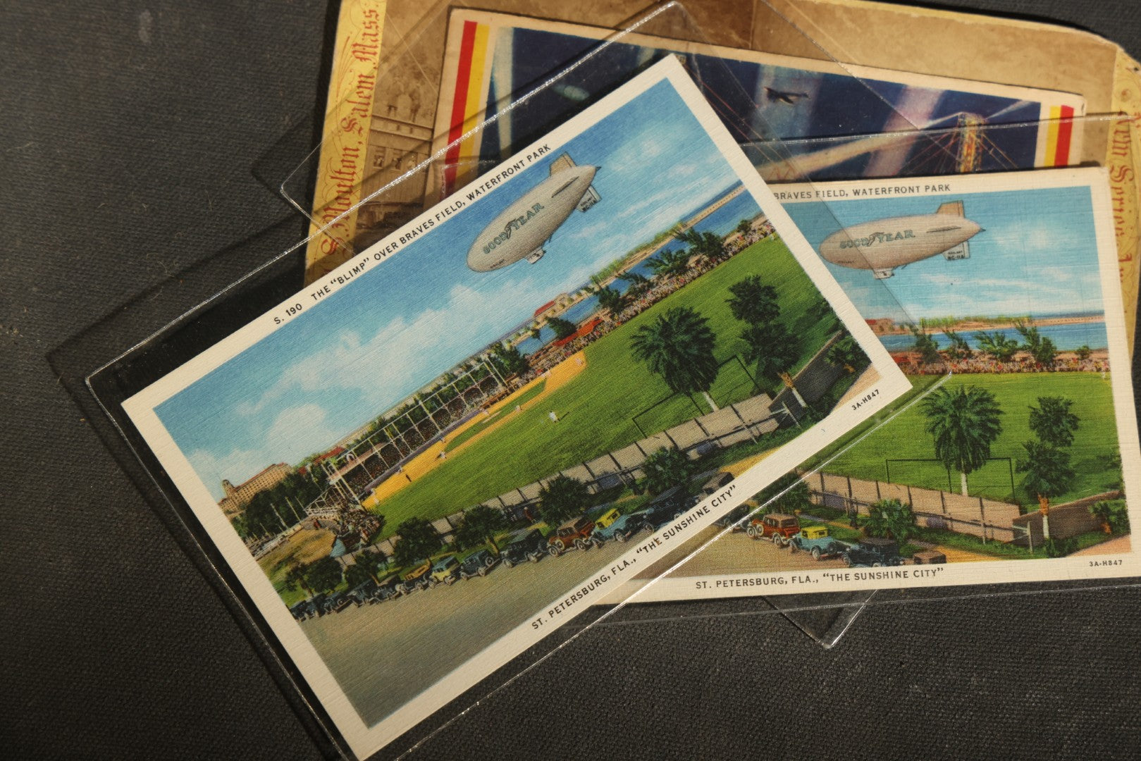 Grouping of 20+ Vintage Zeppelin and Dirigible Ephemera including Real Photo Postcards R.P.P.C., Seaside Heights Souvenir, and Portrait of Ferdinand Von Zeppelin