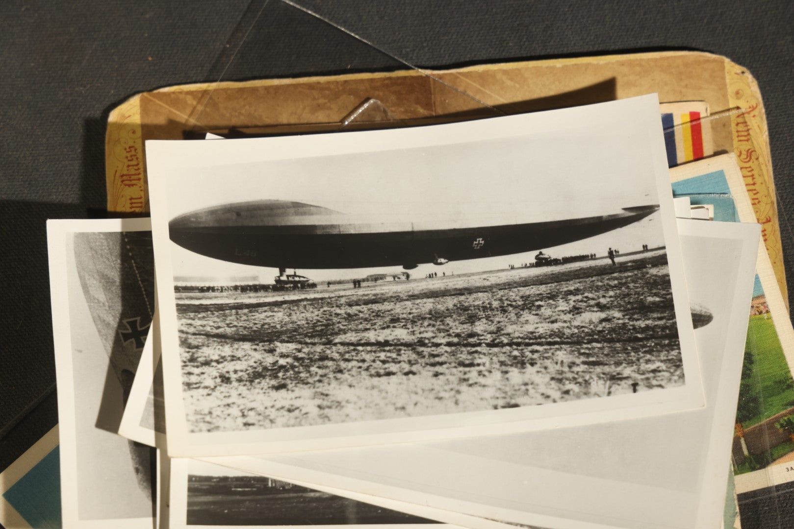 Grouping of 20+ Vintage Zeppelin and Dirigible Ephemera including Real Photo Postcards R.P.P.C., Seaside Heights Souvenir, and Portrait of Ferdinand Von Zeppelin
