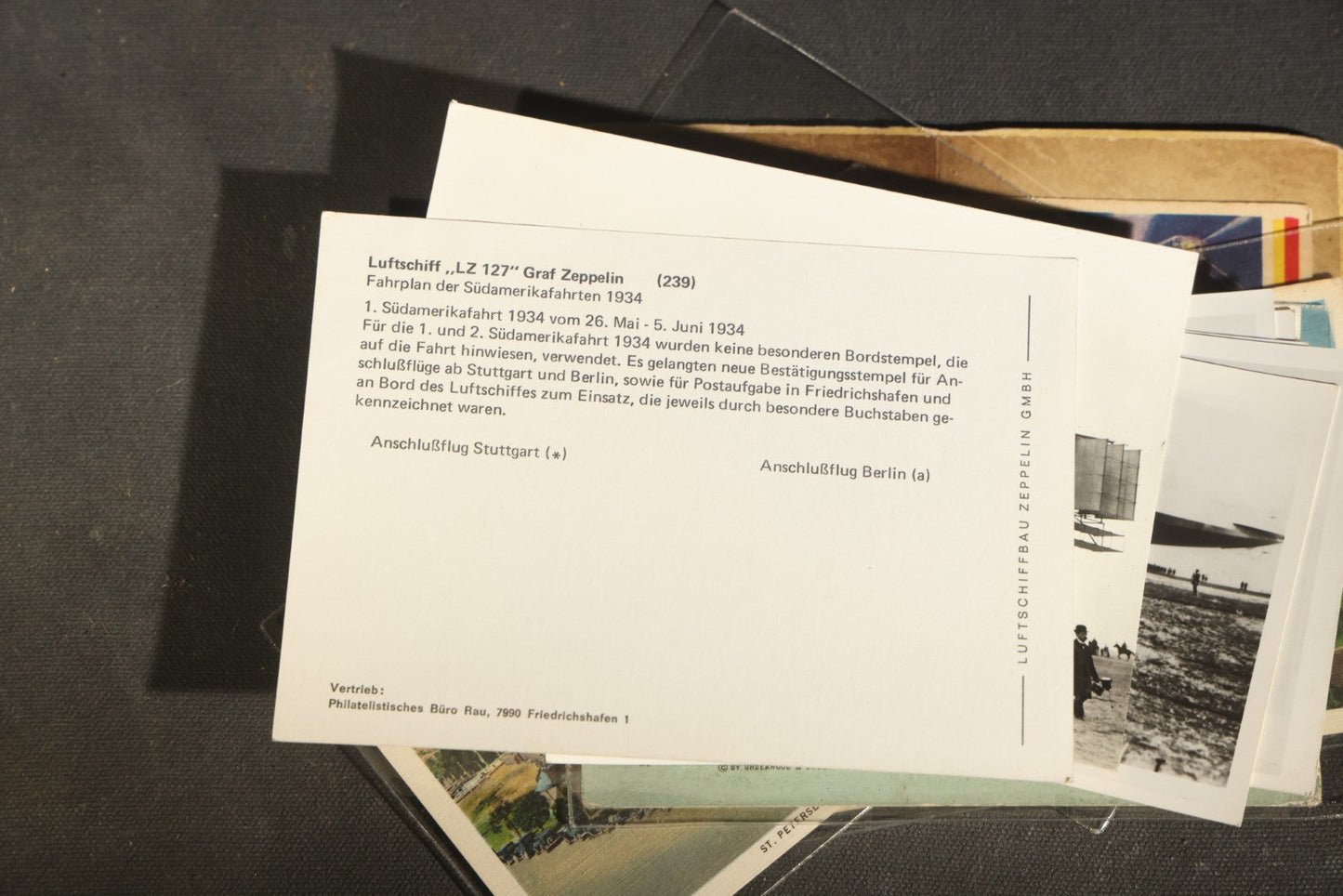 Grouping of 20+ Vintage Zeppelin and Dirigible Ephemera including Real Photo Postcards R.P.P.C., Seaside Heights Souvenir, and Portrait of Ferdinand Von Zeppelin