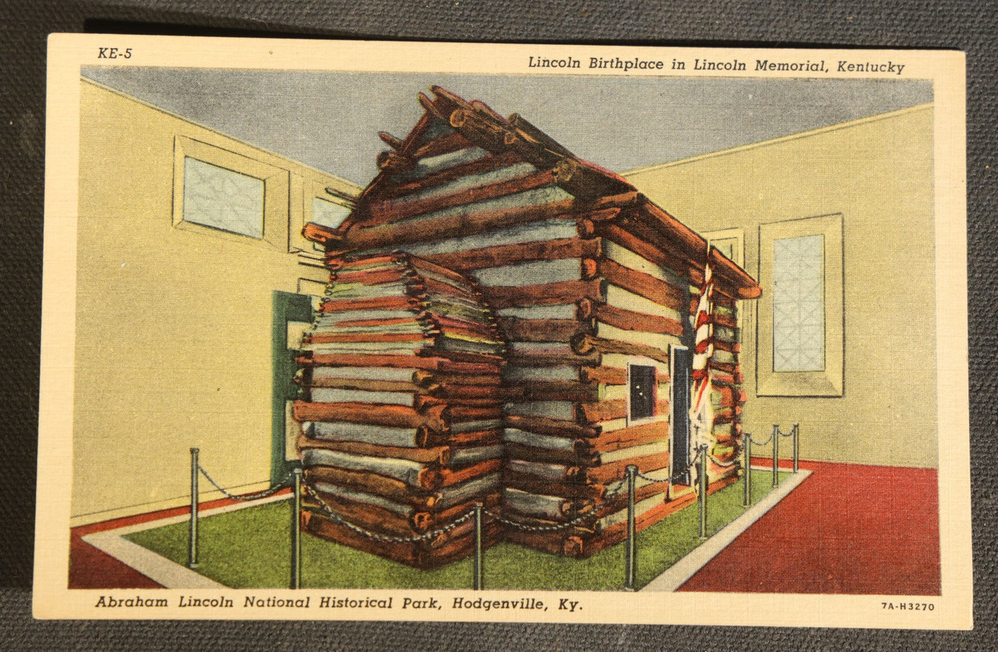 Grouping of Four Vintage Postcards of Abraham Lincoln Home, Springfield, Illinois and Lincoln Birthplace, Kentucky including Dining Room, Front Parlor, Walnut Stairway