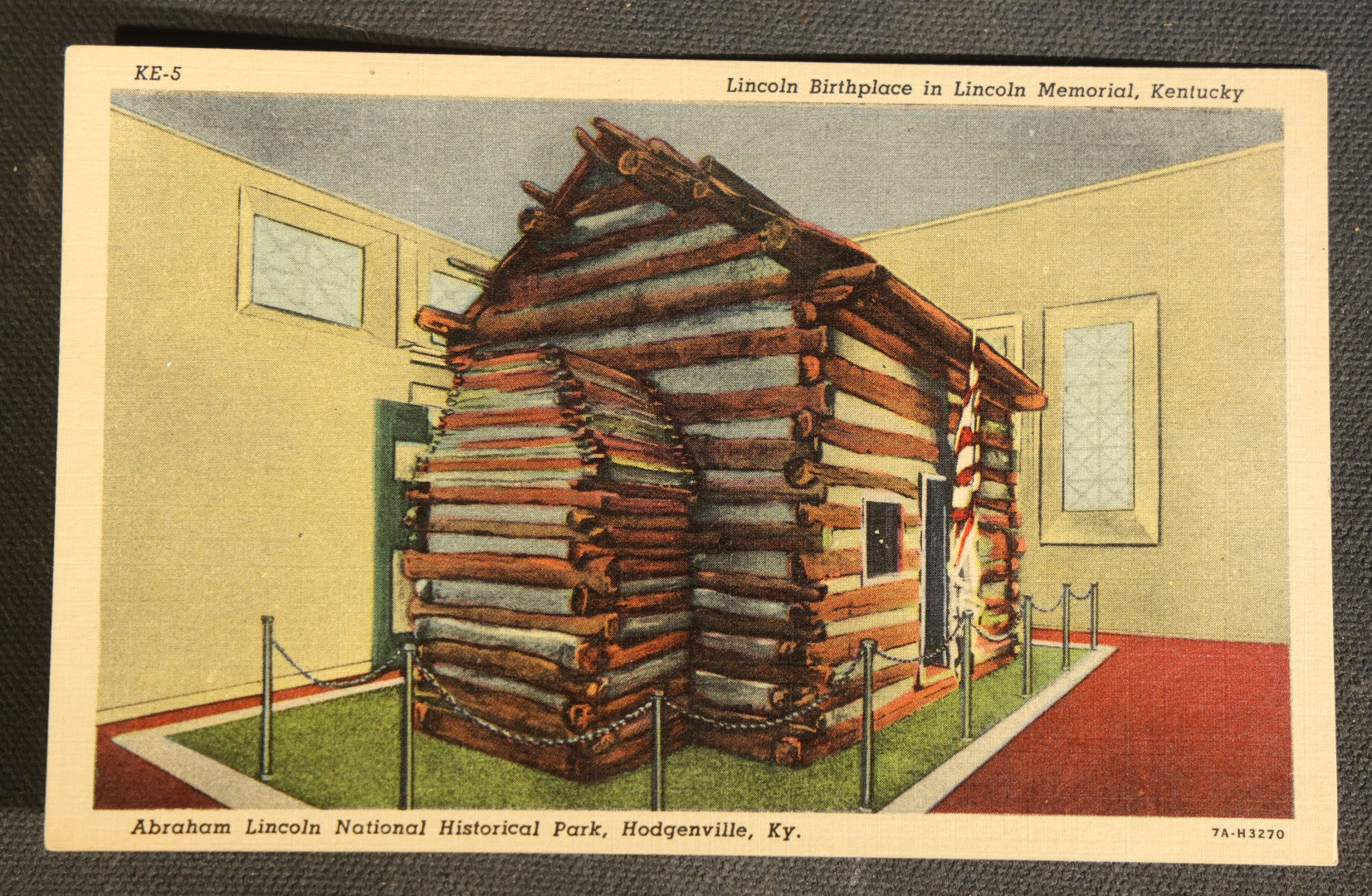 Grouping of Four Vintage Postcards of Abraham Lincoln Home, Springfield, Illinois and Lincoln Birthplace, Kentucky including Dining Room, Front Parlor, Walnut Stairway