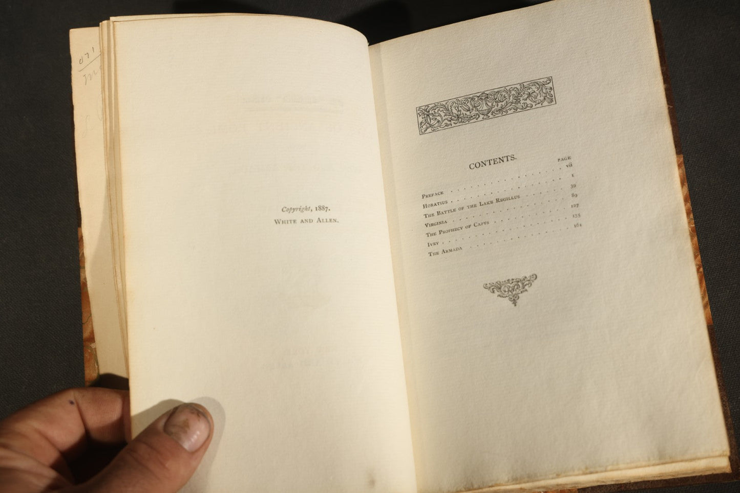 "Lays of Ancient Rome with Ivry and the Armada" Antique Poetry Book by Lord Macaulay, Published by White and Allen, New York, 1887