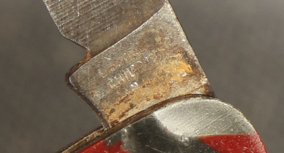 Vintage Celluloid Baseball Bat Form Single Blade Folding Pocket Knife with Etched Babe Ruth Signature, Manufactured by Camillus Cutlery Co., Camillus, New York