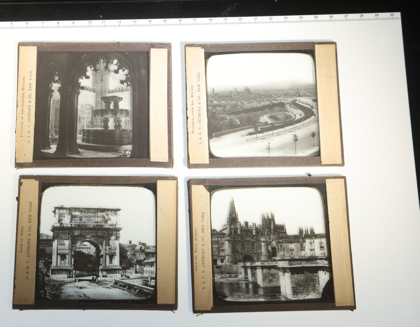 Grouping of 37 Vintage Magic Lantern Slides of Classical Statuary and European Architecture
