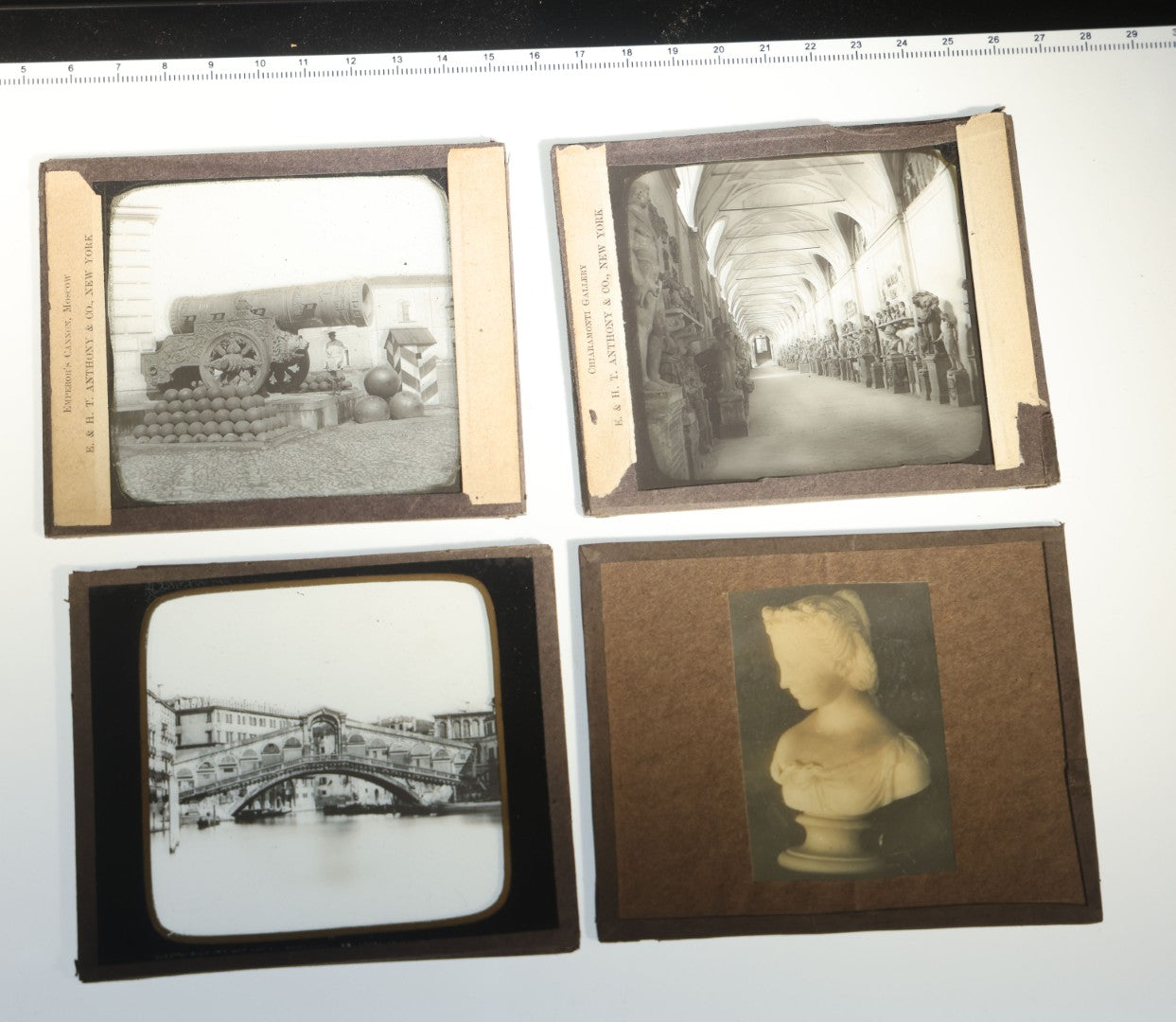 Grouping of 37 Vintage Magic Lantern Slides of Classical Statuary and European Architecture