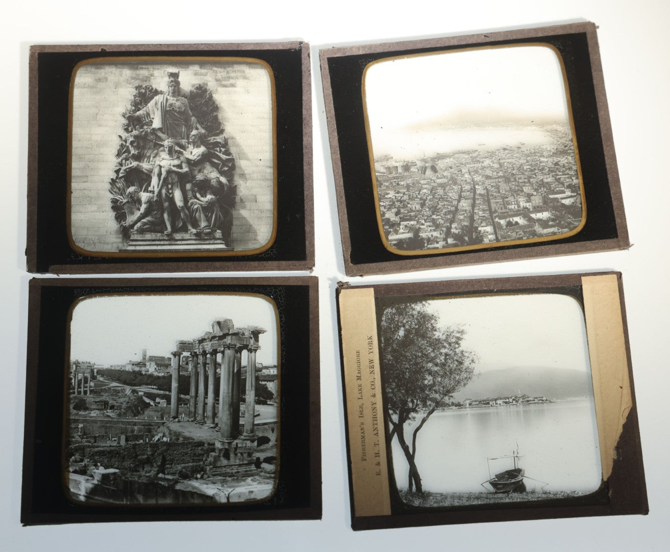 Grouping of 37 Vintage Magic Lantern Slides of Classical Statuary and European Architecture