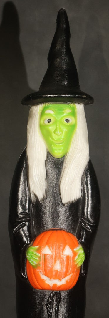 Vintage Halloween Blow Mold Witch with Jack-O-Lantern by Don Featherstone, Manufactured by Union Products, Leominster, Massachusetts, 1994