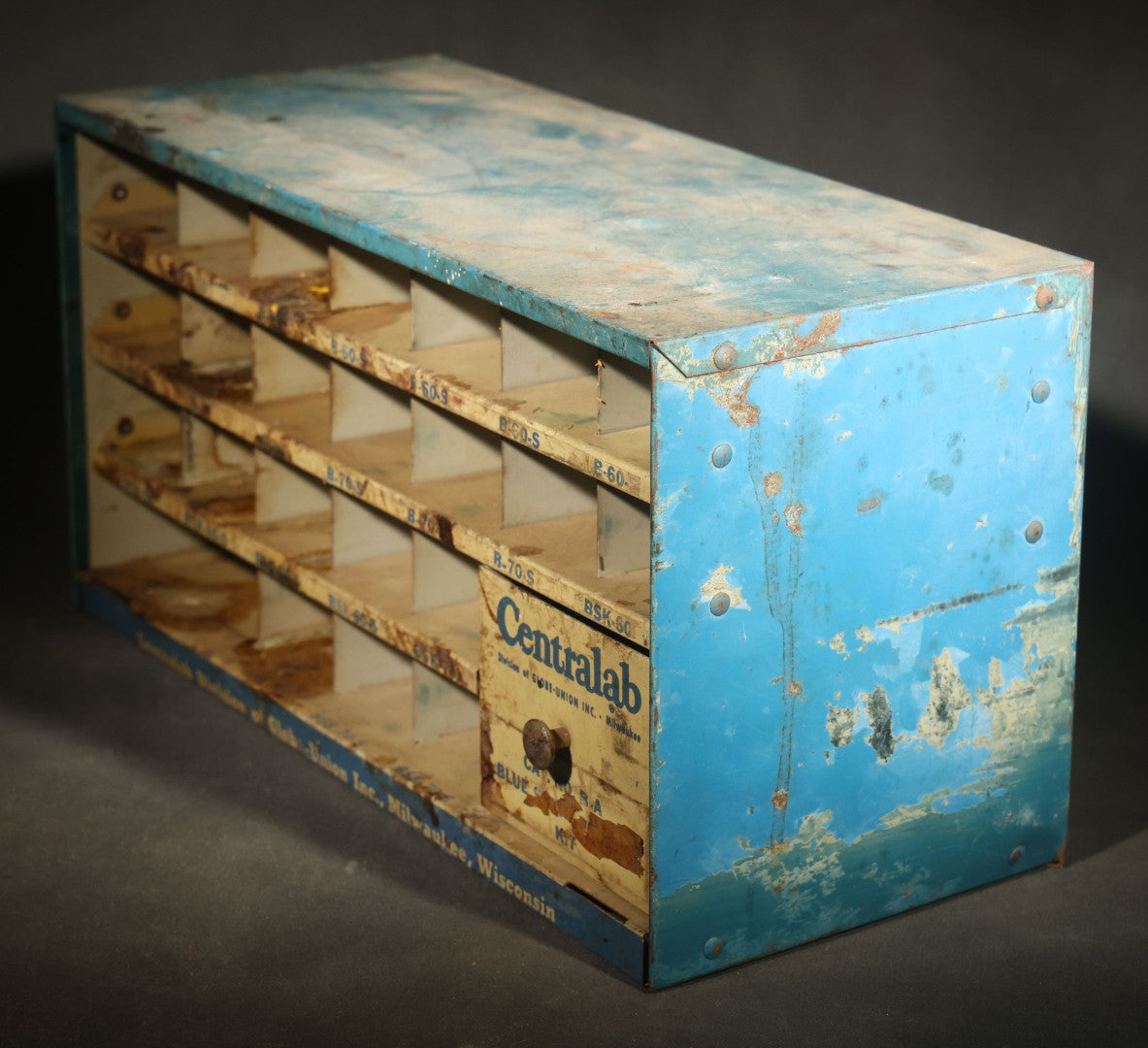 Vintage Centralab Division of Globe-Union Inc. Parts Cabinet Store Display, Milwaukee, Wisconsin, Note Very Dirty Interior