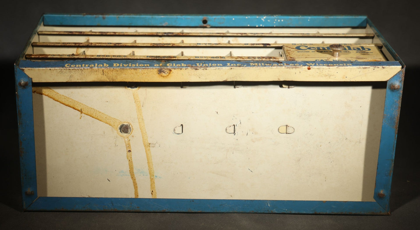 Vintage Centralab Division of Globe-Union Inc. Parts Cabinet Store Display, Milwaukee, Wisconsin, Note Very Dirty Interior