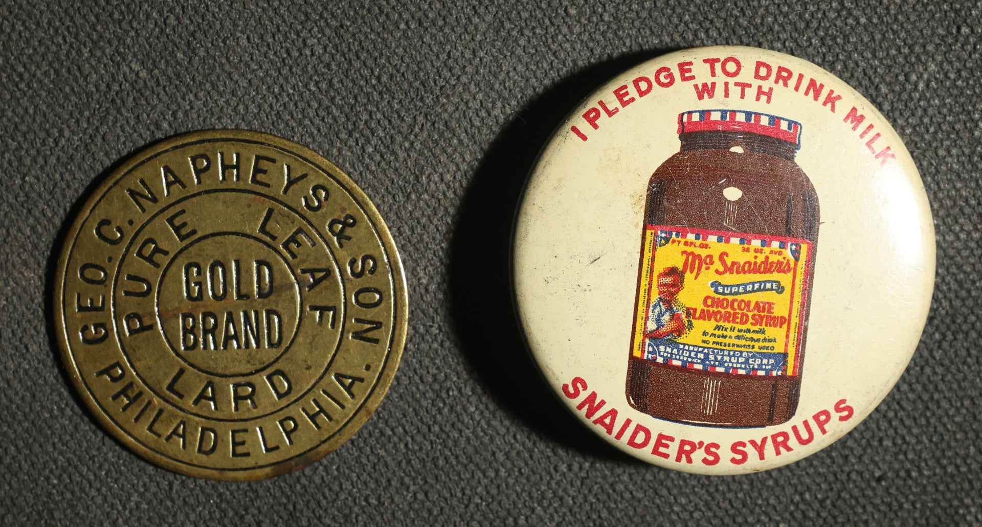 Pair of Advertising Items, Pure Leaf Lard and Snaider's Syrups