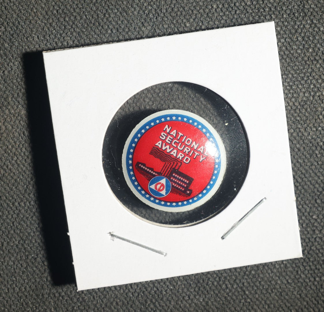 Trio, National Security Award and National Hospital Day 1926 Buttons and American Public Health Association Chicago 1918 Pin
