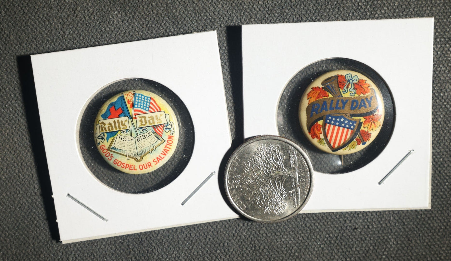 Pair of Rally Day Buttons, "God's Gospel Our Salvation"