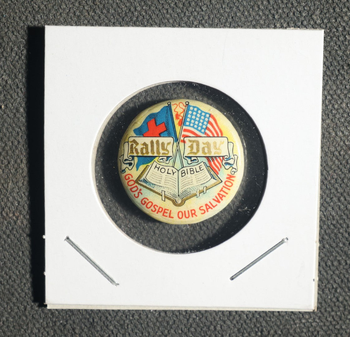Pair of Rally Day Buttons, "God's Gospel Our Salvation"