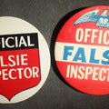 Lot 019 - Pair of Large Novelty Buttons, Official Falsie Inspector