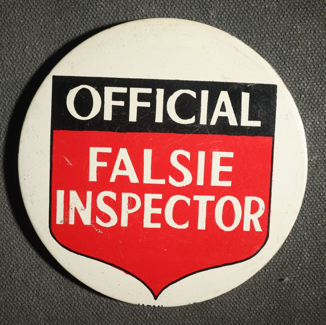 Pair of Large Novelty Buttons, Official Falsie Inspector