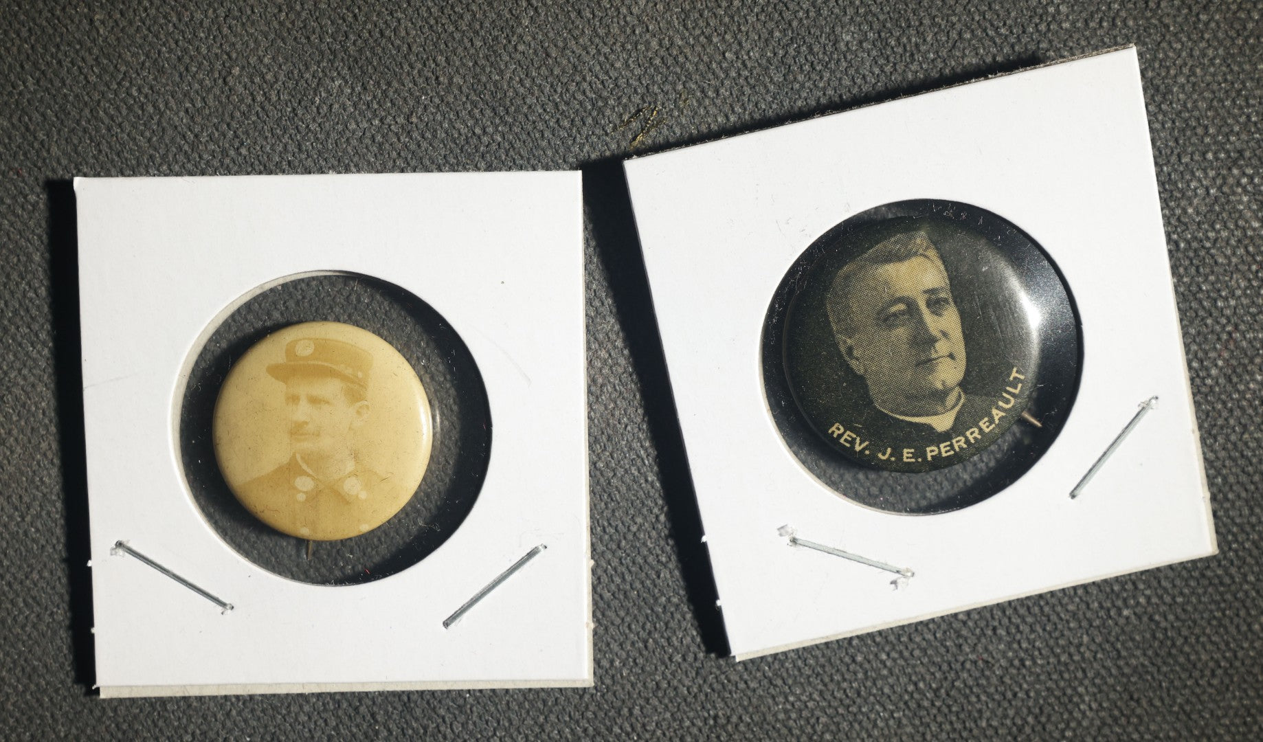 Pair of Photo Buttons Including Circa 1896 Fireman and Reverend