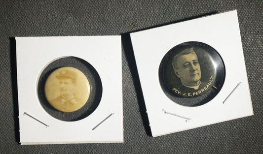 Pair of Photo Buttons Including Circa 1896 Fireman and Reverend