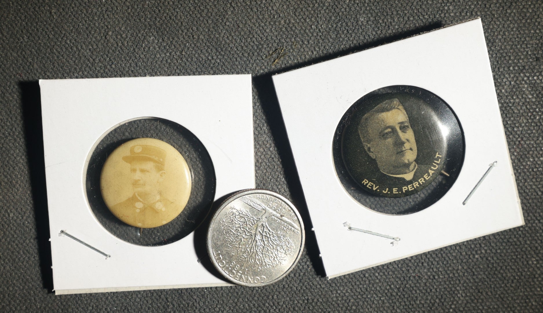 Pair of Photo Buttons Including Circa 1896 Fireman and Reverend