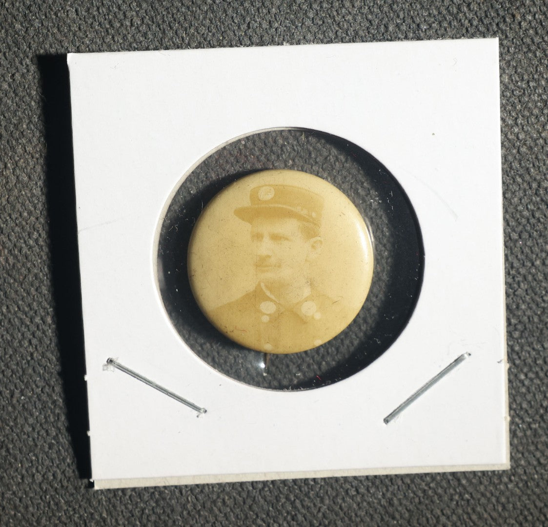 Pair of Photo Buttons Including Circa 1896 Fireman and Reverend