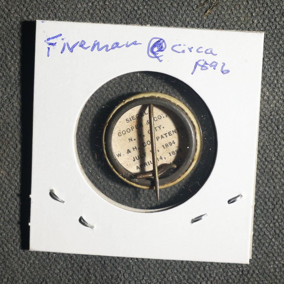 Pair of Photo Buttons Including Circa 1896 Fireman and Reverend