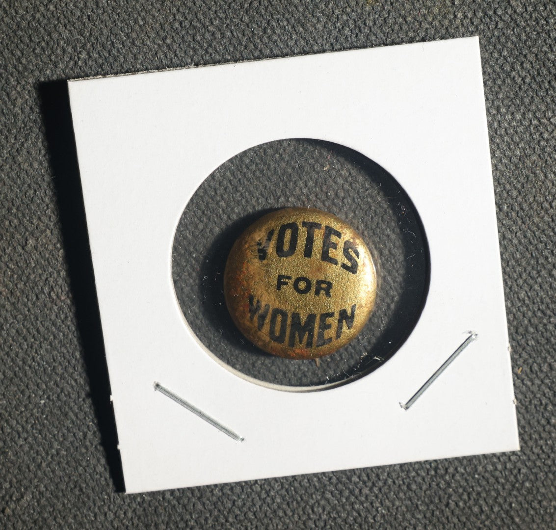 Trio of Political Buttons Including Votes for Women, Equal Rights Ammendment, and Peace Corps