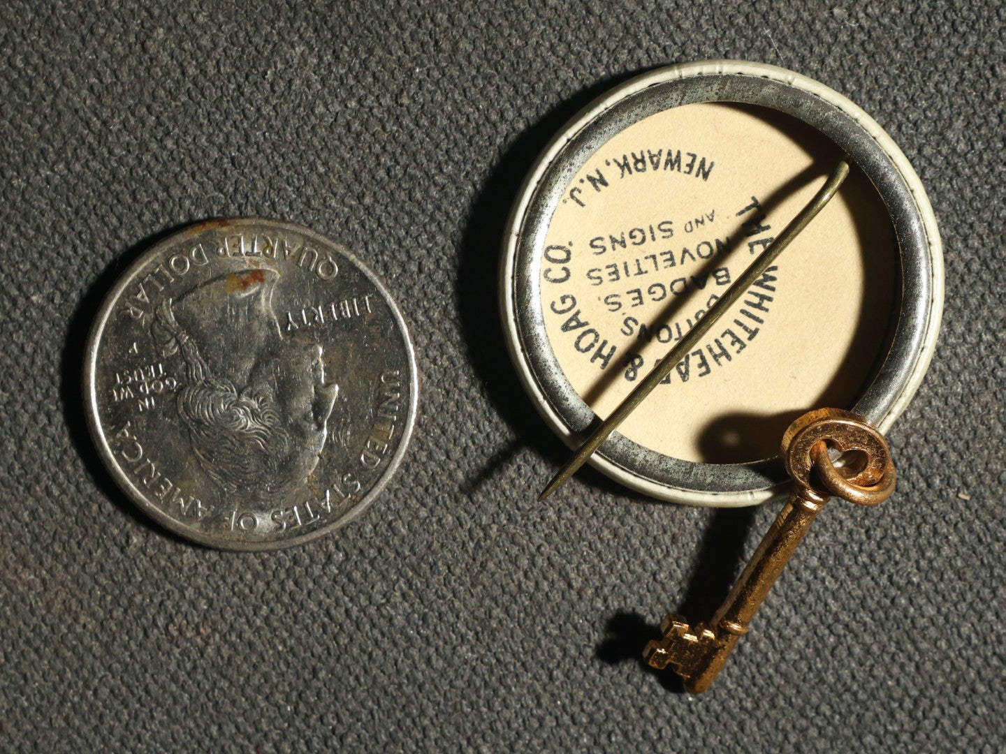 Meredith Winter Carnival New Hampshire 1939 Button with Key Dangly