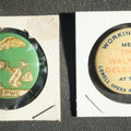 Lot 035 - Pair of Buttons, National Federation of Business and Professional Women's Clubs 1919 and Workingmen Walking Delegate Lowell Opera House