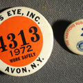 Lot 039 - Pair of Employee Badge Buttons, Birds Eye, Inc Avon New York and the Hartford Rubber Works Company