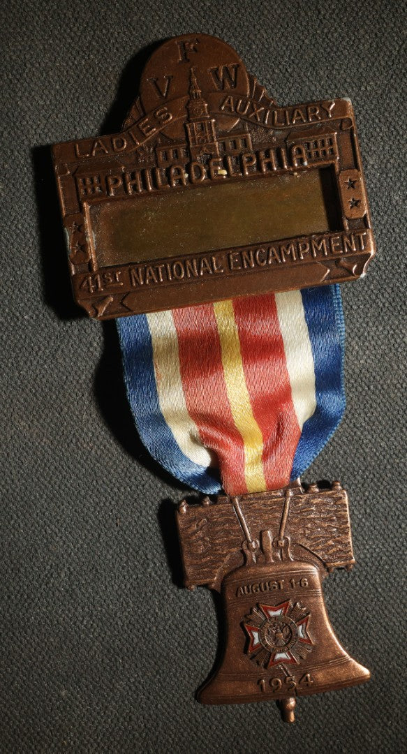 Philadelphia VFW Ladies Auxiliary 41st National Encampment 1954 Ribbon and Medal