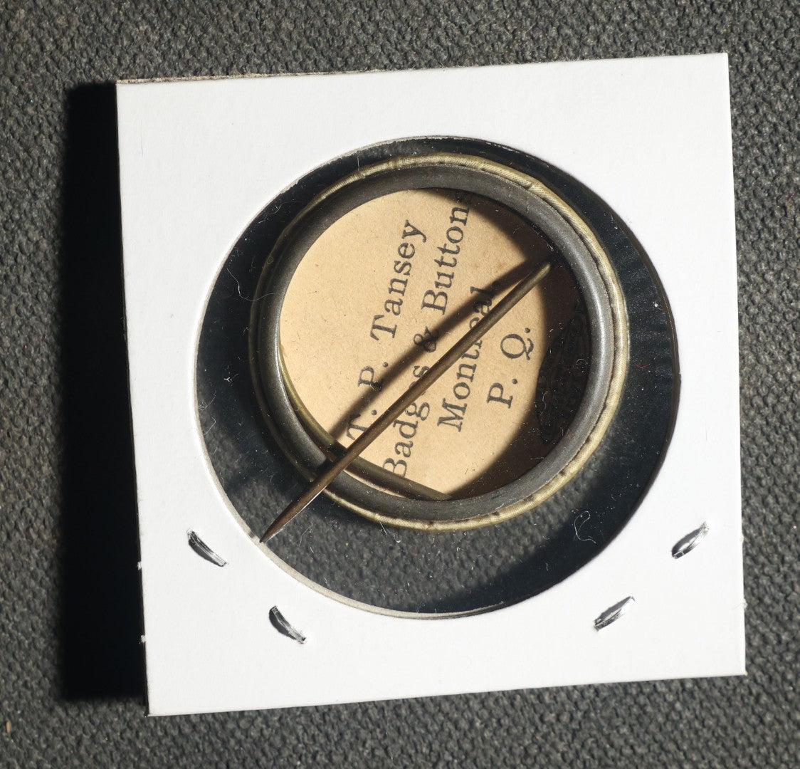 Pair of Buttons, United States War Ship Miantonomah and French Political "Je Suis En Favier De Commissaires Elus Par Le Peuple" ("I AM in Favor of Commissioners Elected by the People")