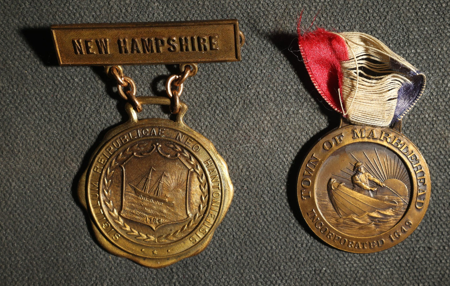 Pair of Medals, New Hampshire and Town of Marblehead Massachusetts