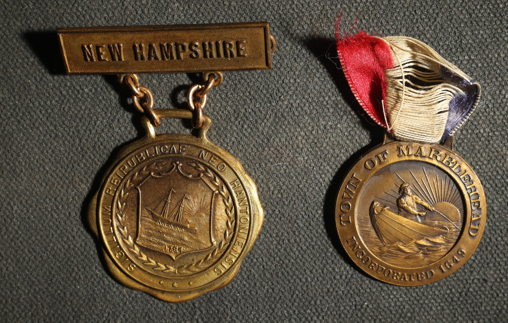 Pair of Medals, New Hampshire and Town of Marblehead Massachusetts