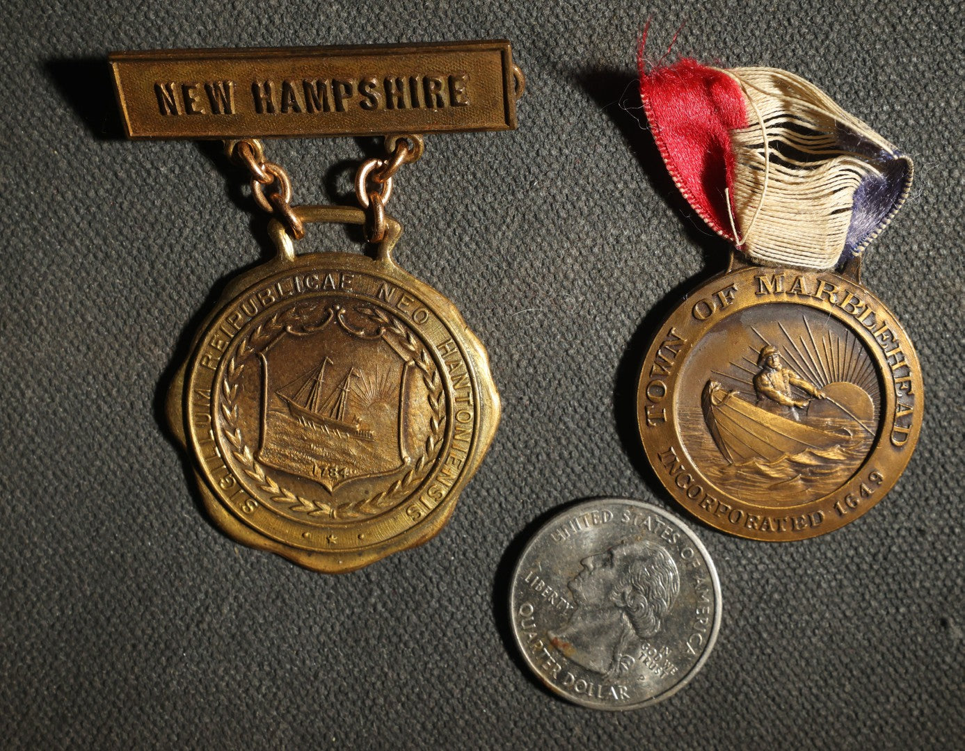 Pair of Medals, New Hampshire and Town of Marblehead Massachusetts