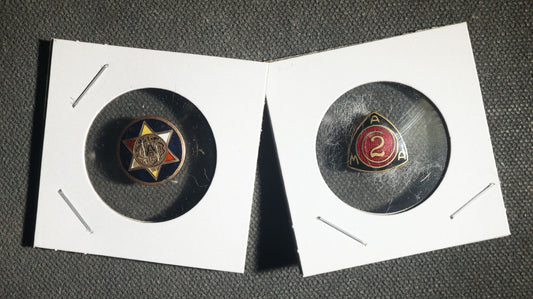 Two Pieces Including American Motorcycle Association 2 Year Pin and Stud Back Button with Star