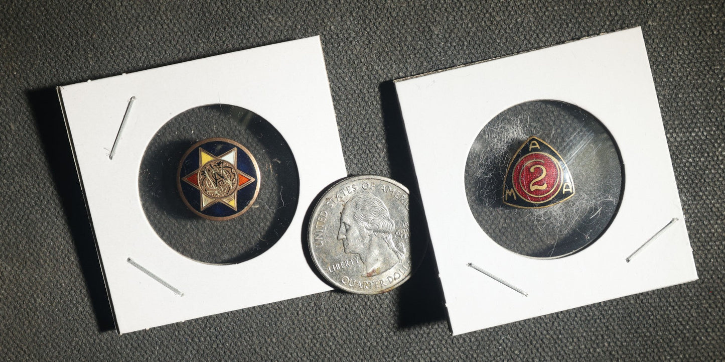 Two Pieces Including American Motorcycle Association 2 Year Pin and Stud Back Button with Star