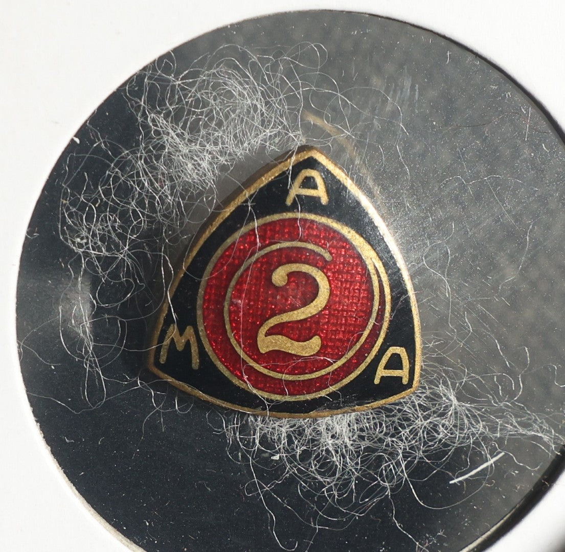 Two Pieces Including American Motorcycle Association 2 Year Pin and Stud Back Button with Star