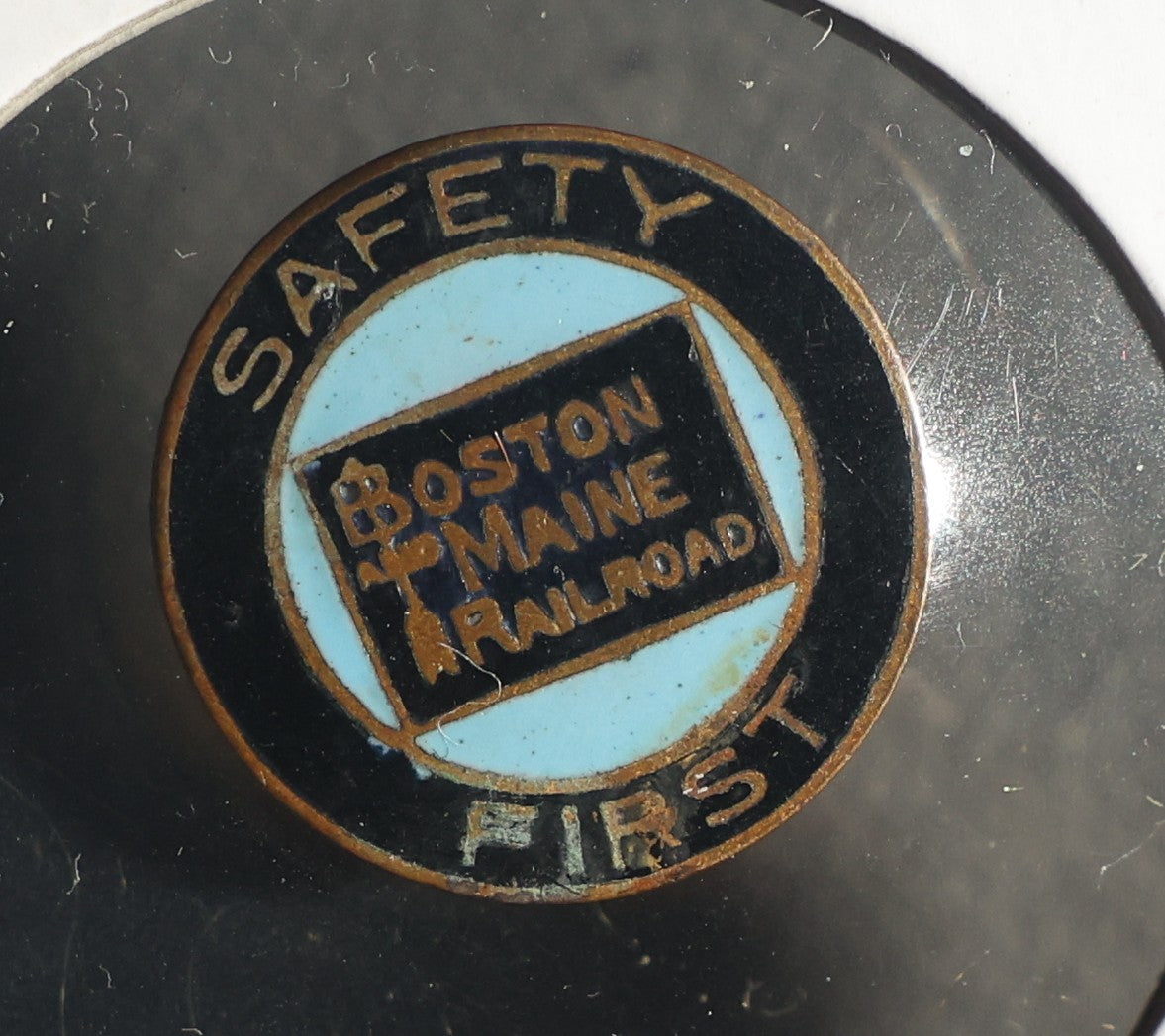 Three Items Including Woman's American Baptist Foreign Mission Society 50 Year Anniversary Button, Portsmouth New Hampshire Tercentenary 1623-1923 Studback, and Boston and Maine Railroad Safety First Stud Back