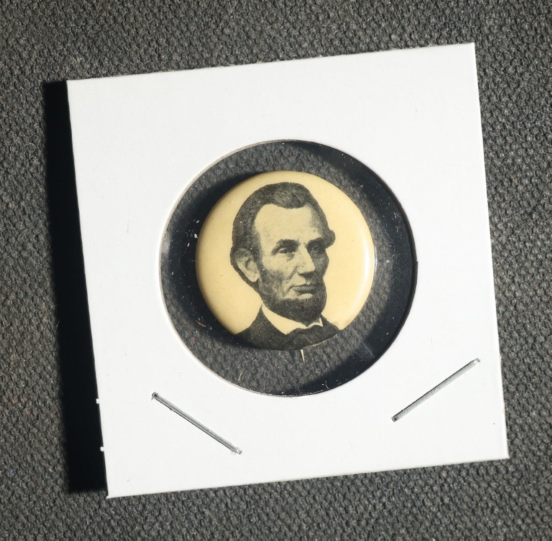 Four President Buttons Including Two Abraham Lincoln, Martin Van Buren, and William Henry Harrison