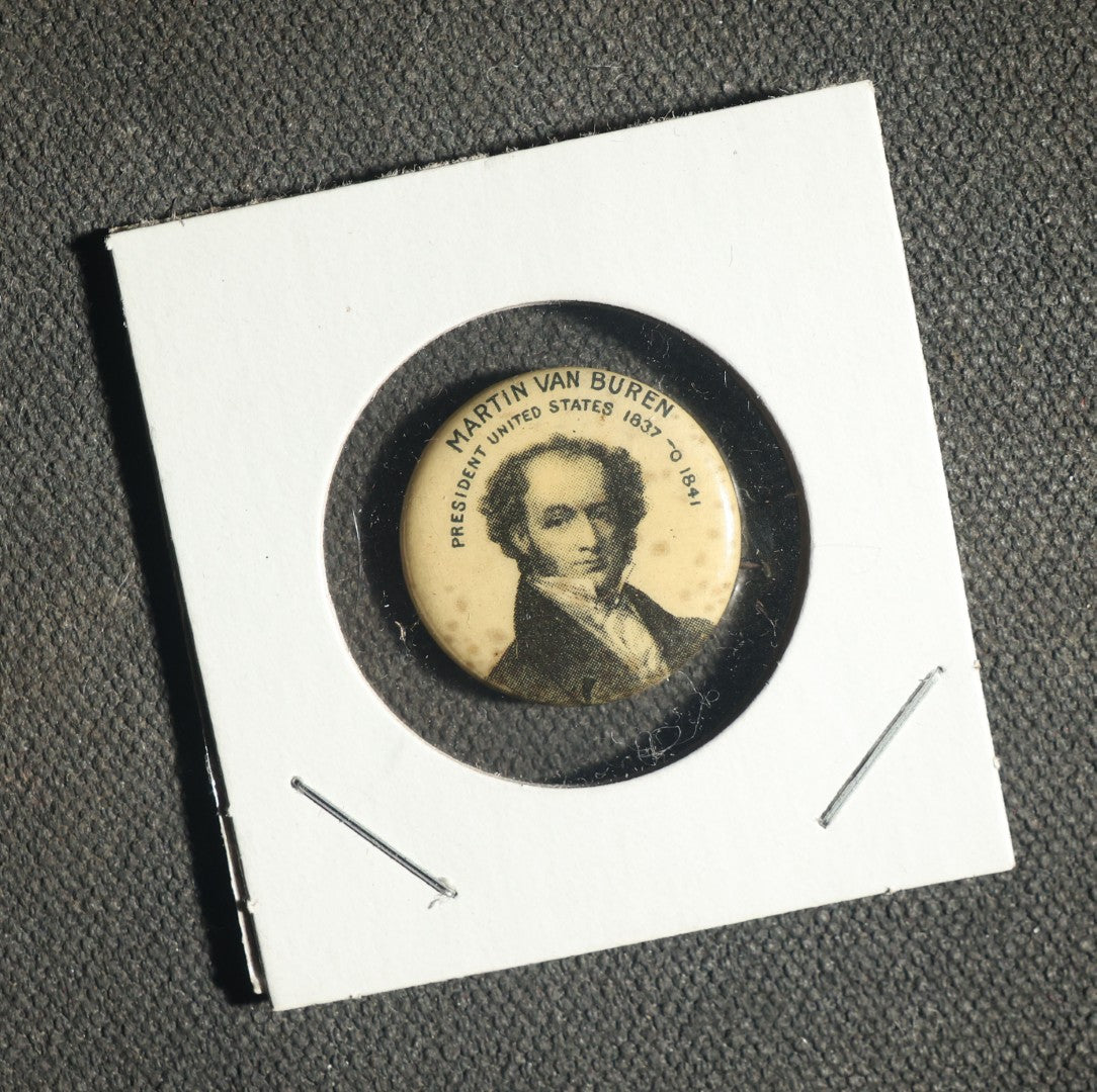 Four President Buttons Including Two Abraham Lincoln, Martin Van Buren, and William Henry Harrison