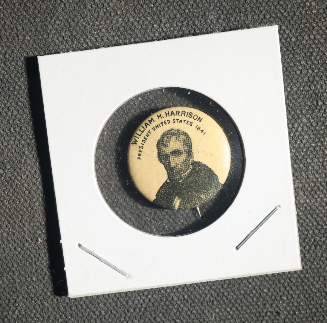 Four President Buttons Including Two Abraham Lincoln, Martin Van Buren, and William Henry Harrison