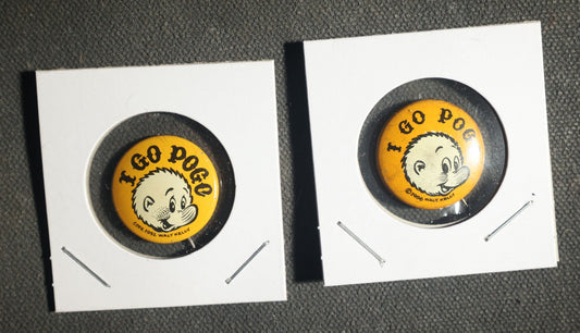 Pair of I Go Pogo Copyright 1952 Walt Kelly Buttons