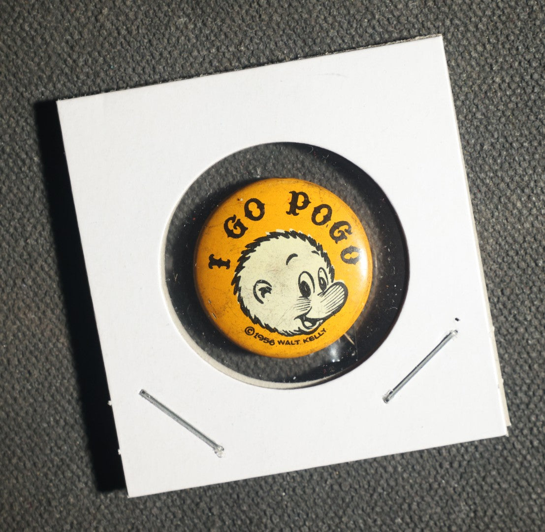 Pair of I Go Pogo Copyright 1952 Walt Kelly Buttons