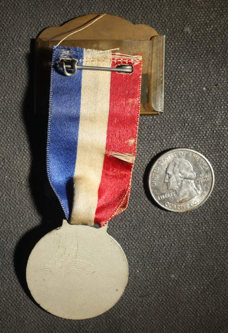New York VFW 1943 Plastic Badge and Ribbon, Guest, Frayed