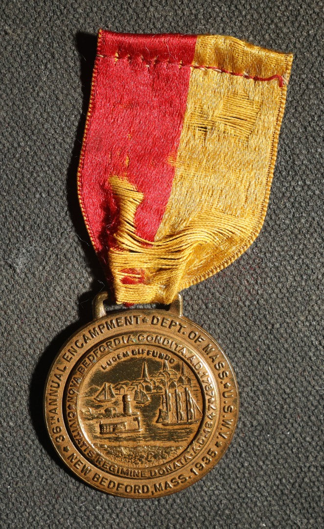 Pair of Badges and Ribbons, Iowa State Capital Delegate 1921 and New Bedford, Massachusetts  36th Annual Encampment 1935