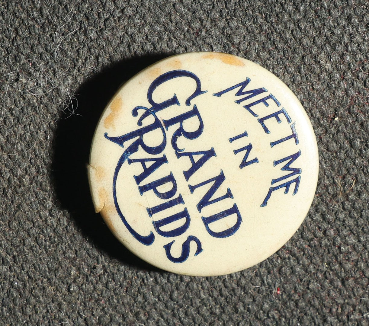 Five Local Interest Buttons, Gloucester Mass, Eugene Oregon, Littleton Mass, Grand Rapids Michigan, Auburn Mass