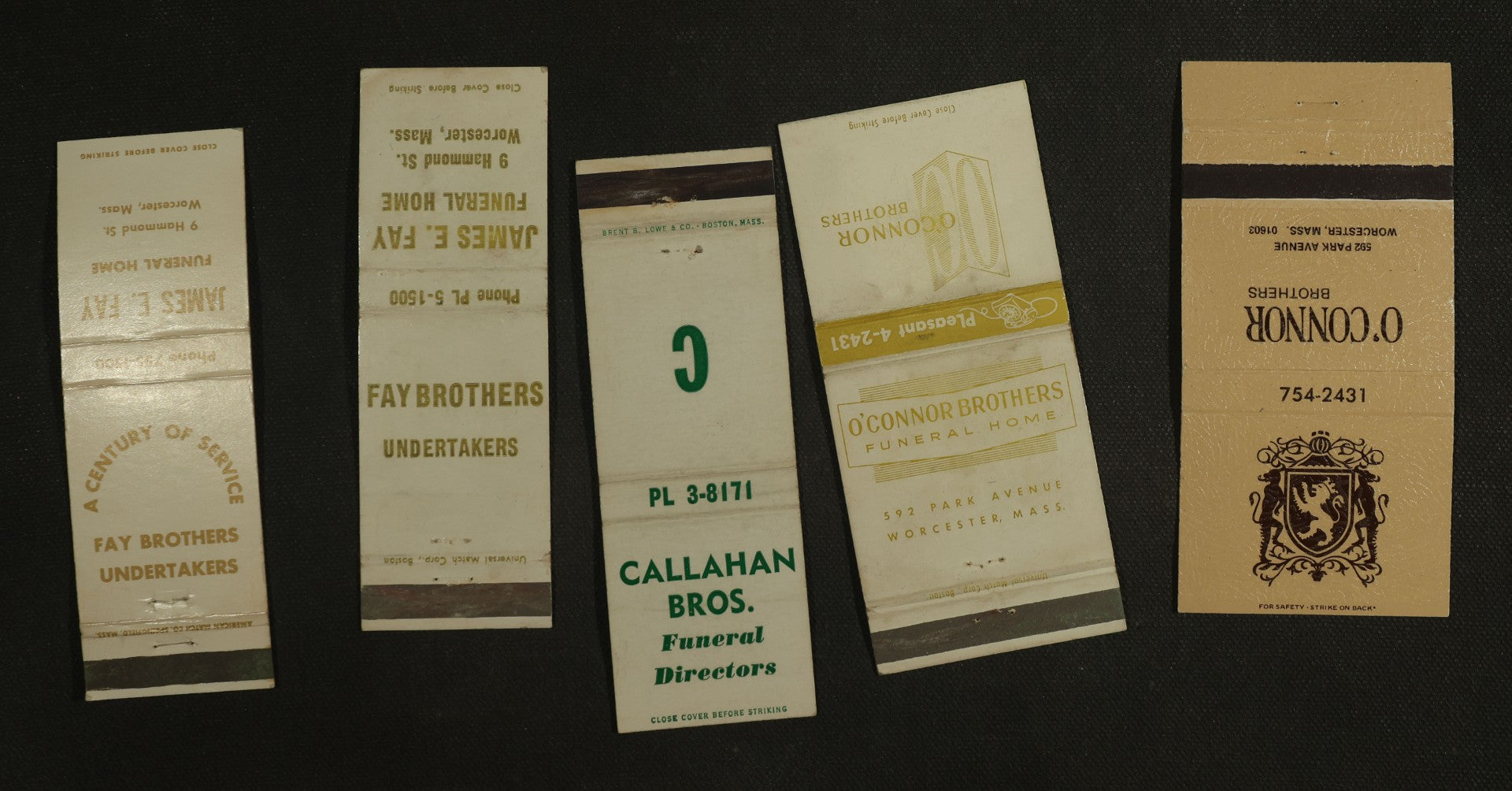 Vintage Matchbook Grouping - Funeral Homes
