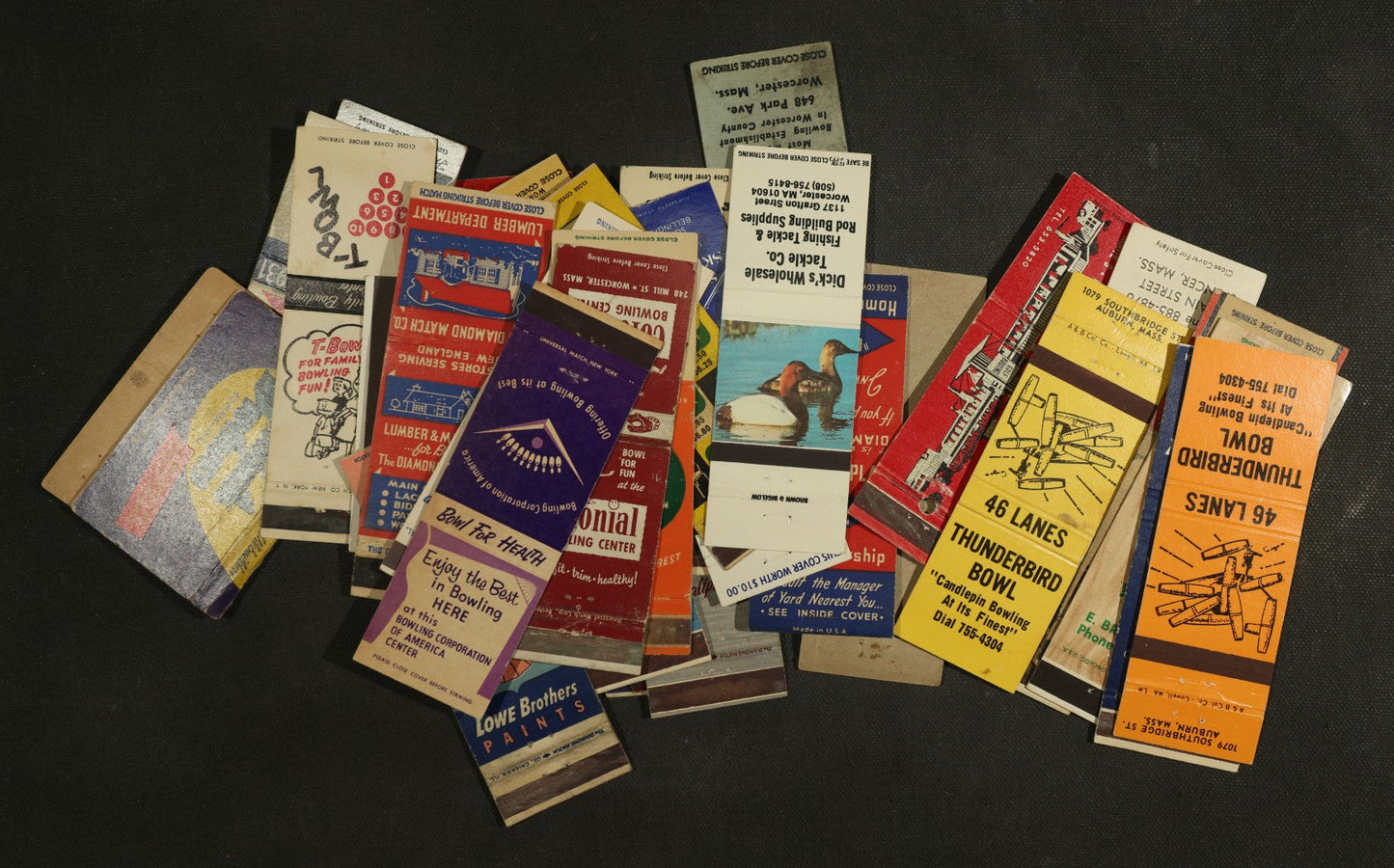 Vintage Matchbook Grouping - Bowling, Fishing Stores, Etc