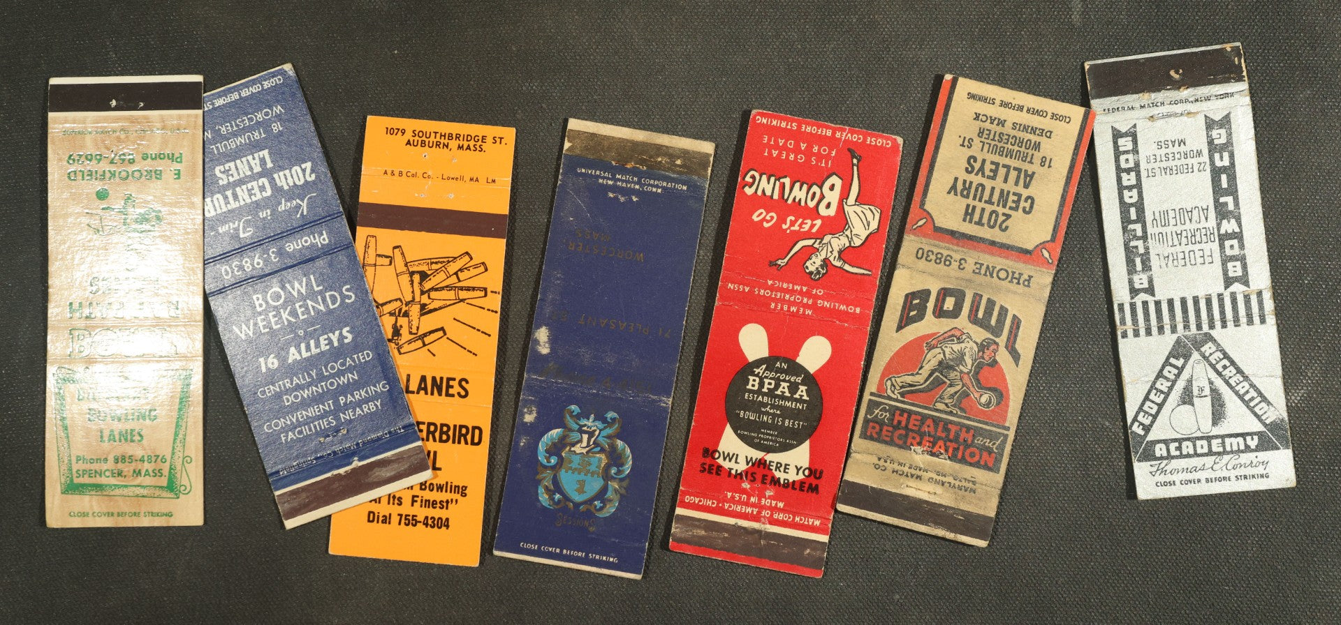 Vintage Matchbook Grouping - Bowling, Fishing Stores, Etc